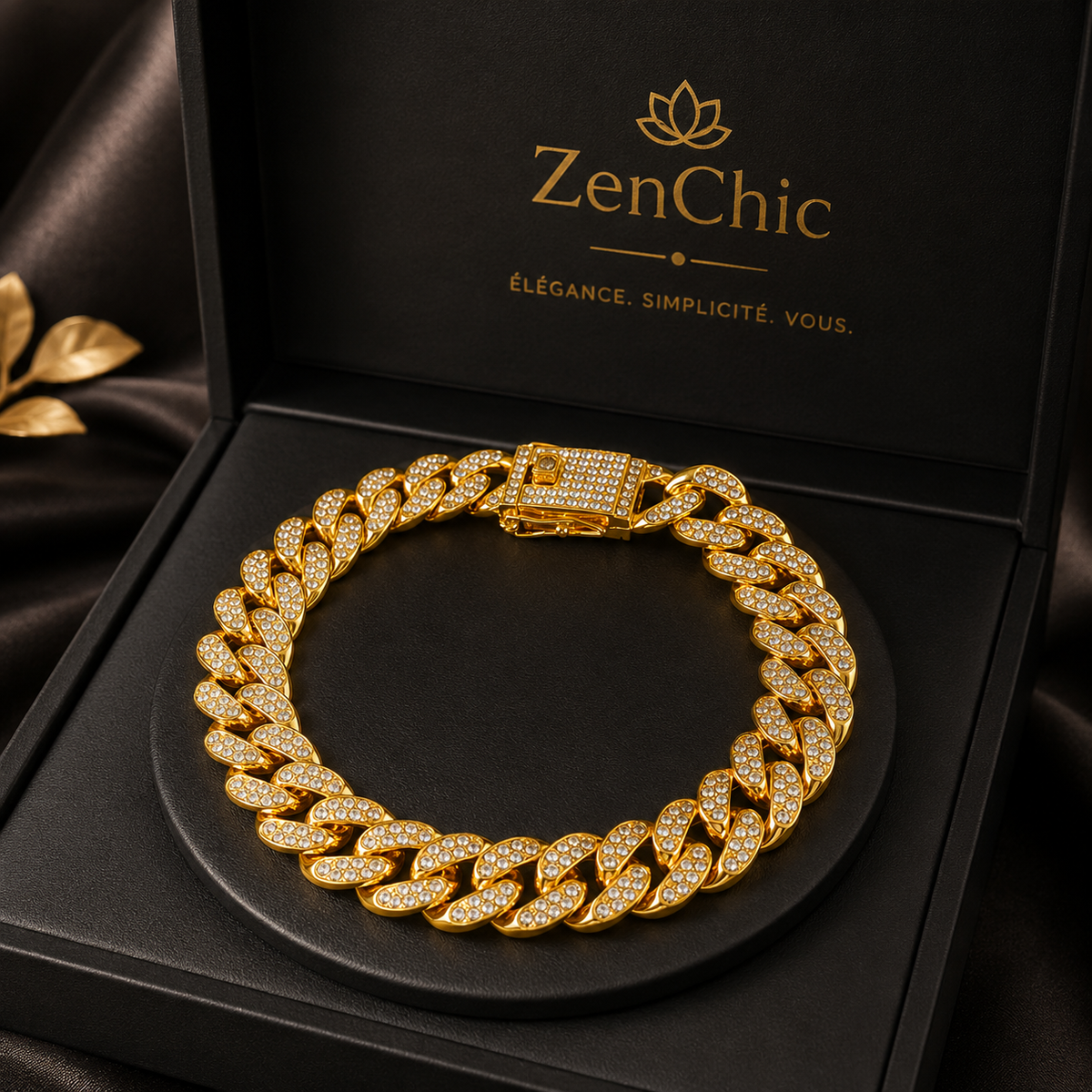 Bracelet Maille Cubaine Acier Inoxydable — Gourmette Strass Homme Femme, Bijou Streetwear Chic