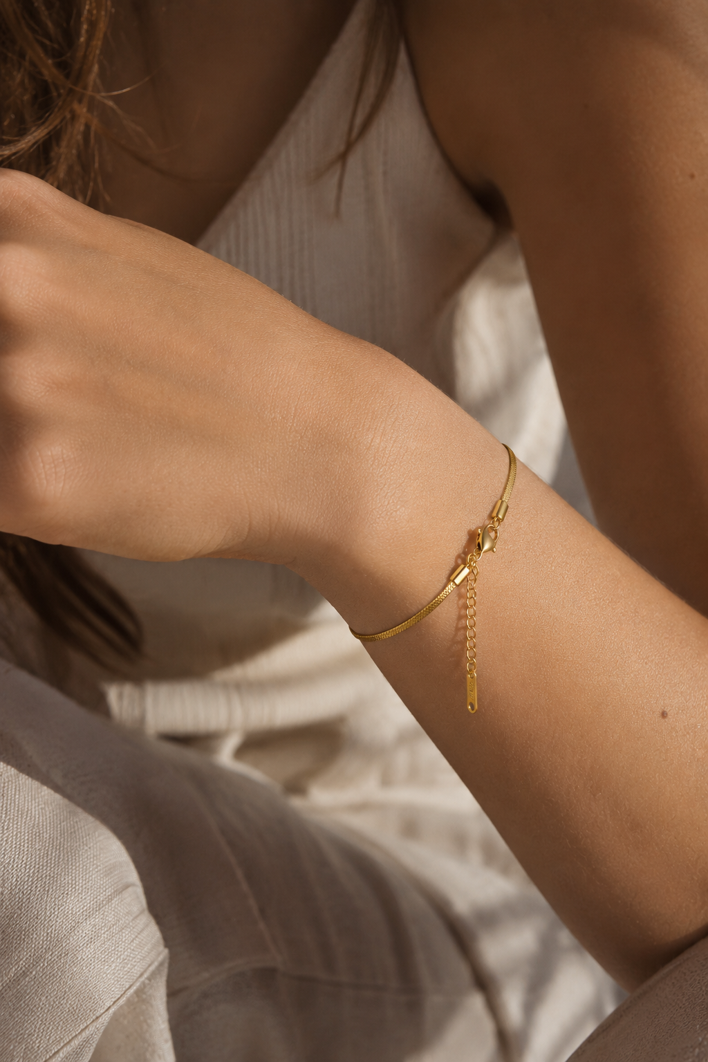 Bracelet Chaîne Plate Maille Serpent Acier Inoxydable — Gourmette Fine Homme Femme, Bijou Minimaliste Doré Argenté
