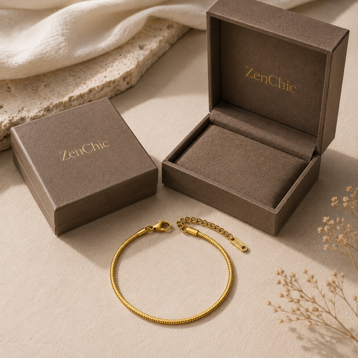 Bracelet Chaîne Carrée Fine Acier Inoxydable — Box Chain Minimaliste Homme Femme, Bijou Hip-Hop Doré Argenté