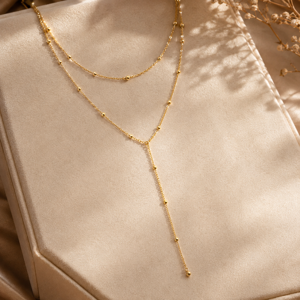 Collier Y Femme Plaqué Or — Chaîne Fine Longue Pendentif | [Zenchic]