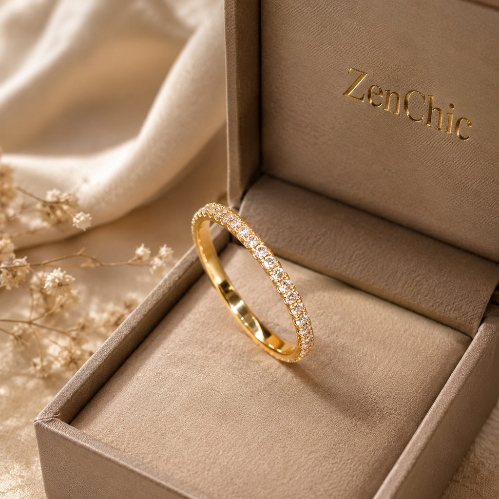 Bague Fine Femme Zircon Brillant | Anneau Minimaliste — ZenChic
