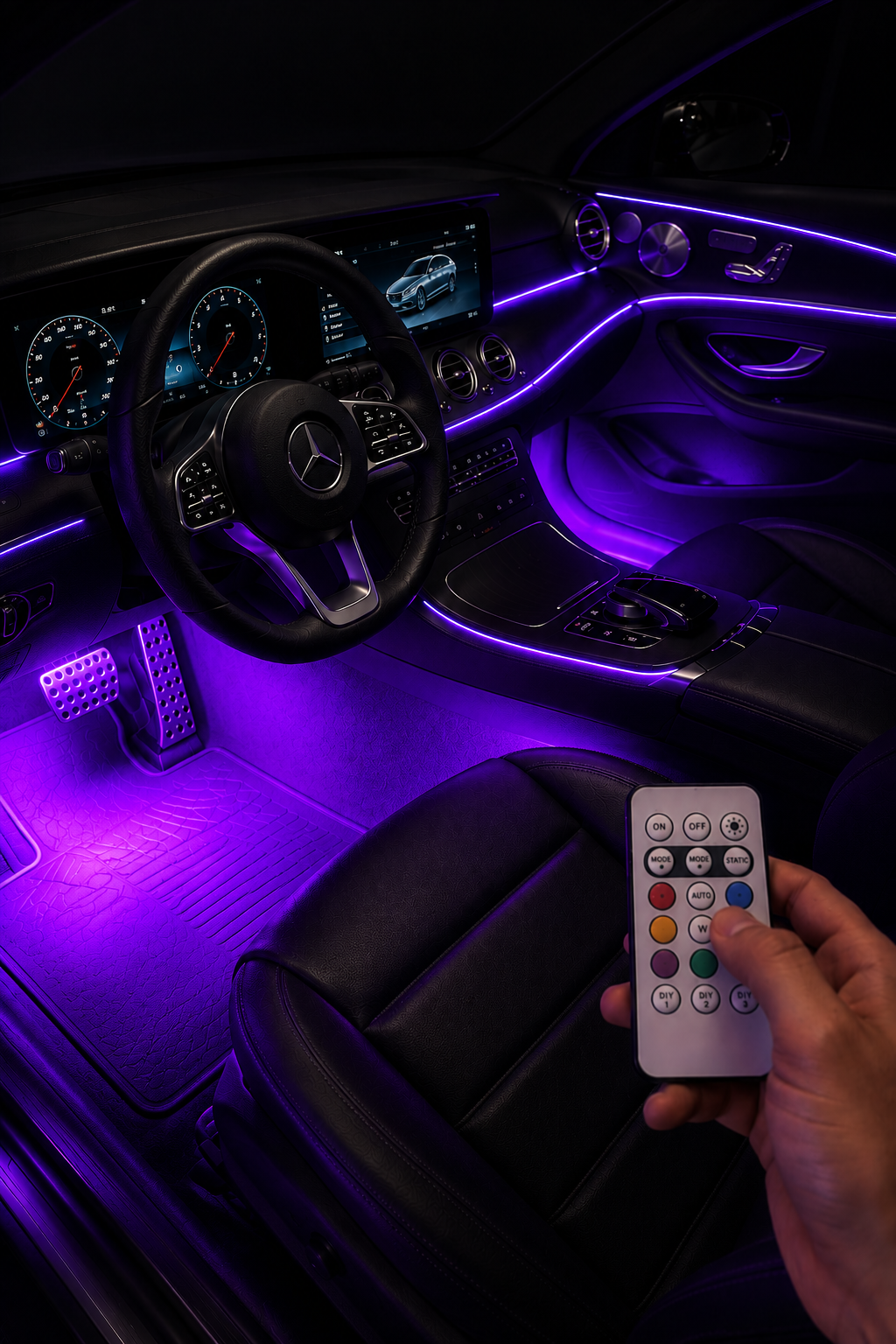 Lumières LED RGB Sans Fil - Éclairage d'Ambiance Voiture, Moto, Vélo, Camping, Extérieur - Stroboscope & Feux de Sécurité, Télécommande 8 Couleurs, Rechargeable, Étanche