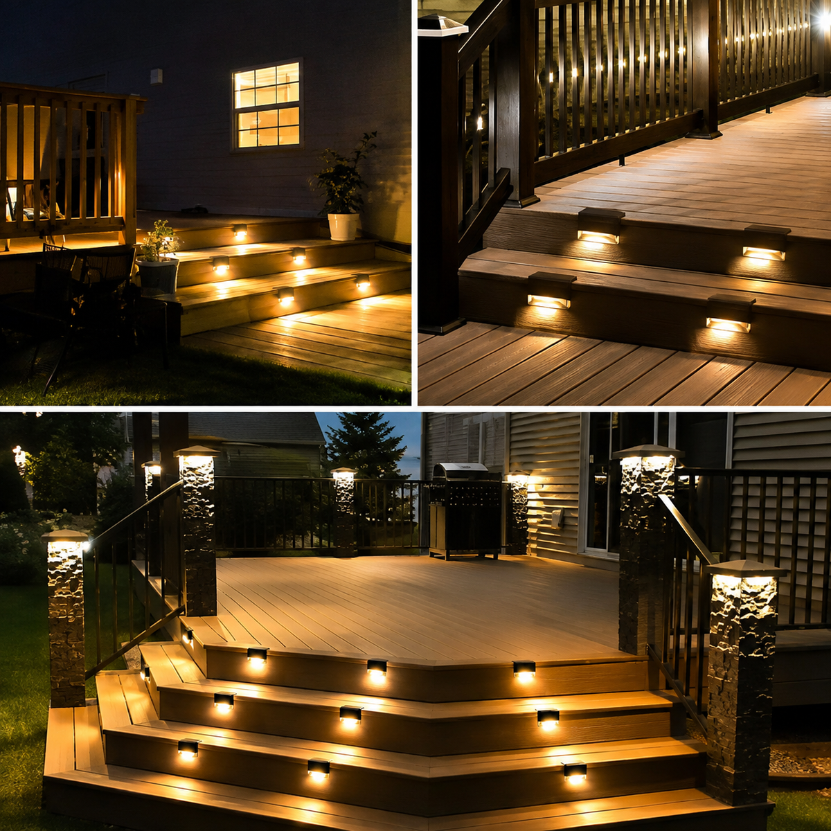 Lampes Solaires d'Extérieur Étanches – Éclairage LED sans Fil pour Escaliers, Terrasse & Jardin (Lot de 4/8/12)