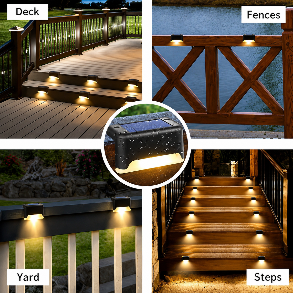 Lampes Solaires d'Extérieur Étanches – Éclairage LED sans Fil pour Escaliers, Terrasse & Jardin (Lot de 4/8/12)