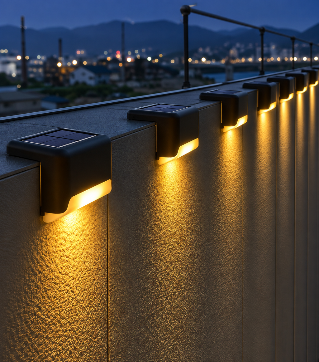 Lampes Solaires d'Extérieur Étanches – Éclairage LED sans Fil pour Escaliers, Terrasse & Jardin (Lot de 4/8/12)